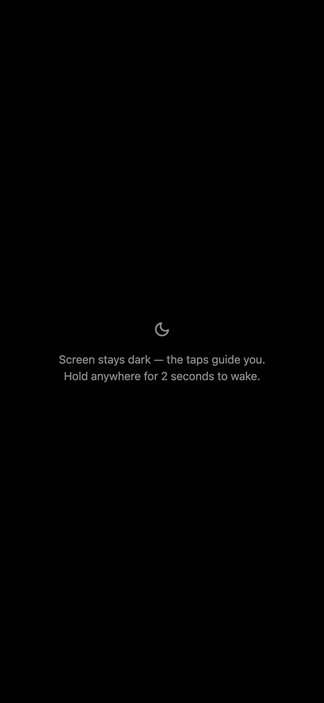 Pocket mode: a fully dark screen with a small moon icon